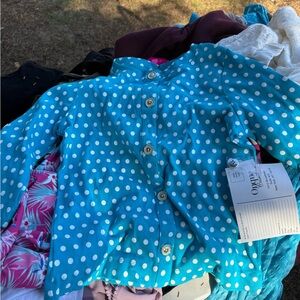 Onque Casuals Turquoise Polka Dot Shirt